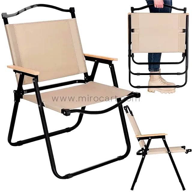 Folding Outdoor Chair — Sand & Beech Wood 3