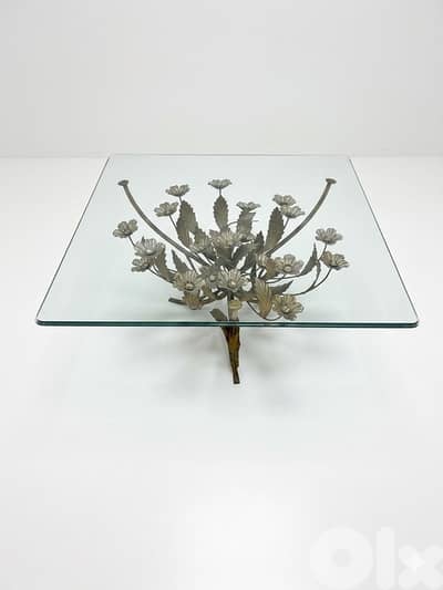 Vintage Gilt Metal Flower  Table, 1960s