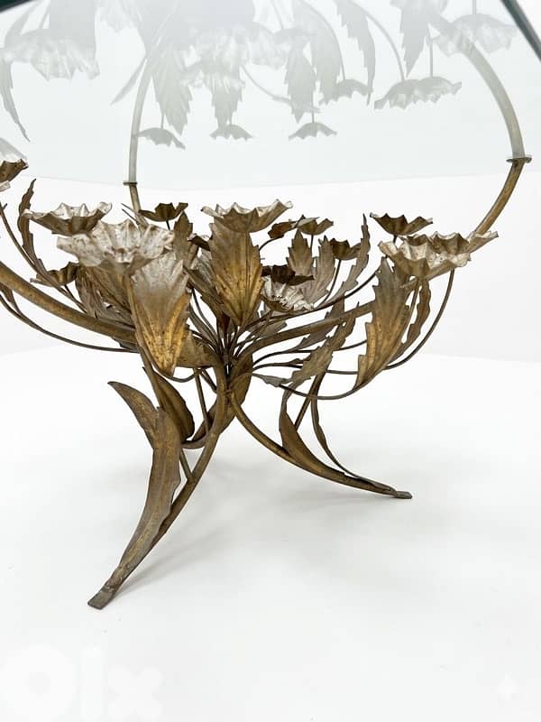 Vintage Gilt Metal Flower  Table, 1960s 1