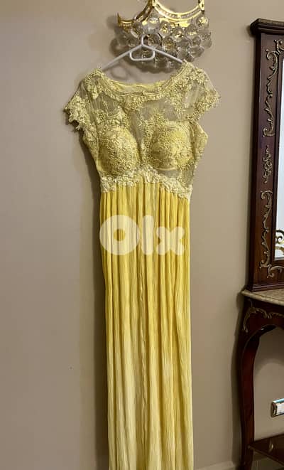 Yellow Lace Bodice Dress (faded hem)