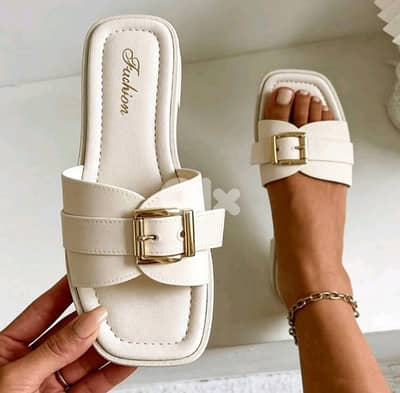 New Casual Woman White Flat Summer Sandals