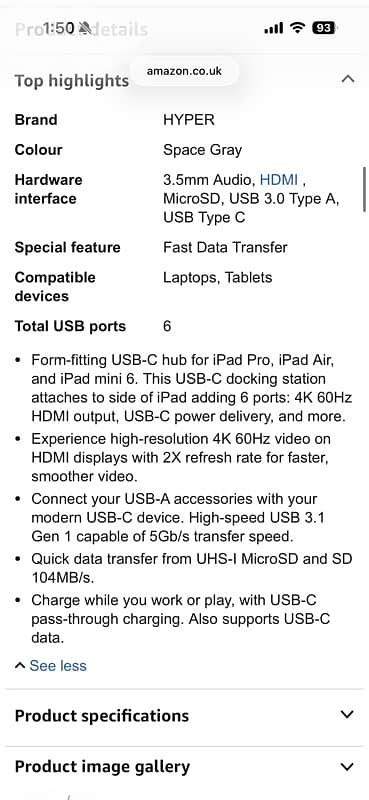 hyper drive 6in1 for ipad