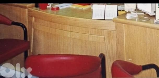 مكتب ورق سنديان : كونتوار مكتبين + مكتب انفرادي
