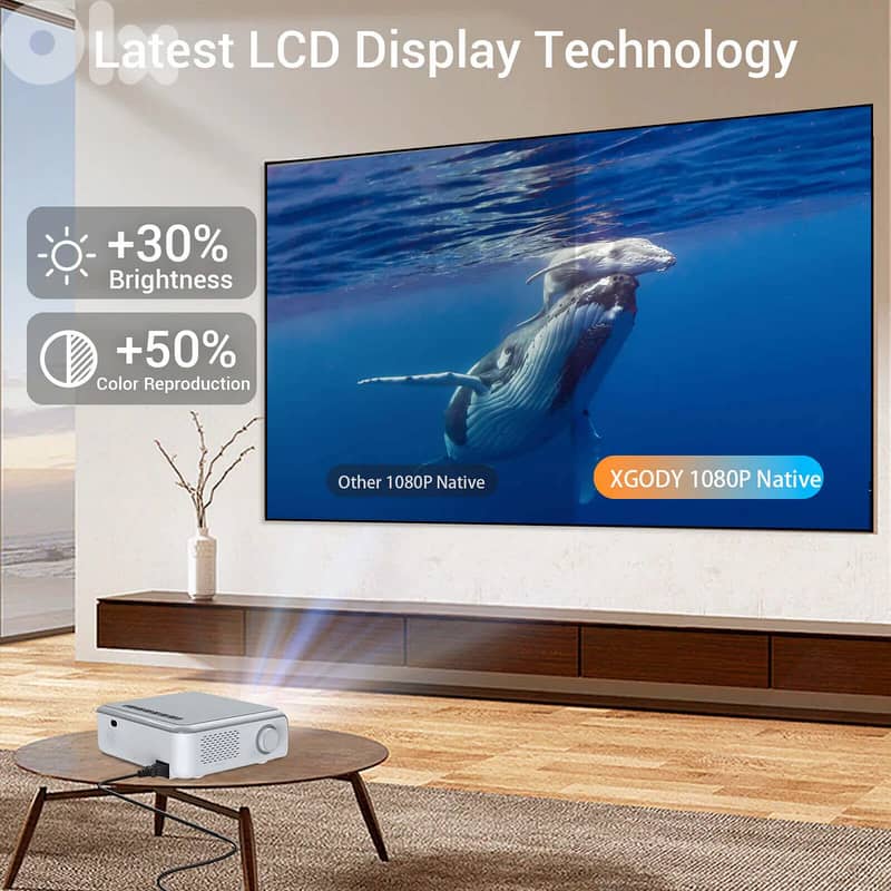 XGODY Portable Smart Projector With Built-in Apps, Built-In TV Stick 4