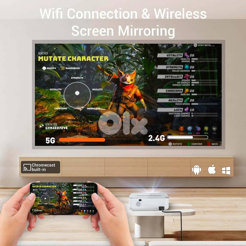 XGODY Portable Smart Projector With Built-in Apps, Built-In TV Stick 5