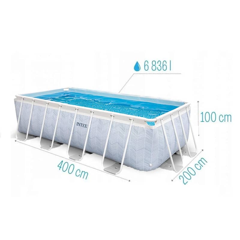 Intex Prism Frame Chevron Rectangular Pool 400x200x100 CM - حوض سباحة 1