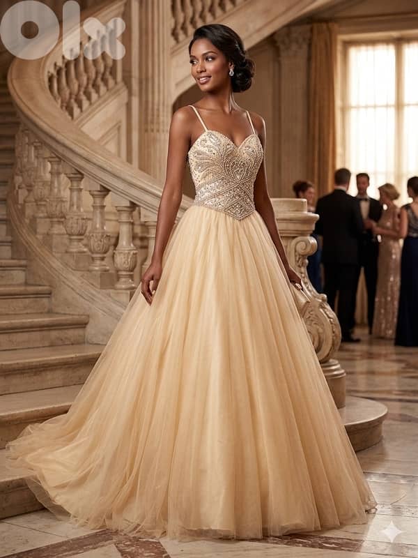 Champagne Ballroom Dress with Jewels – Worn Once 1