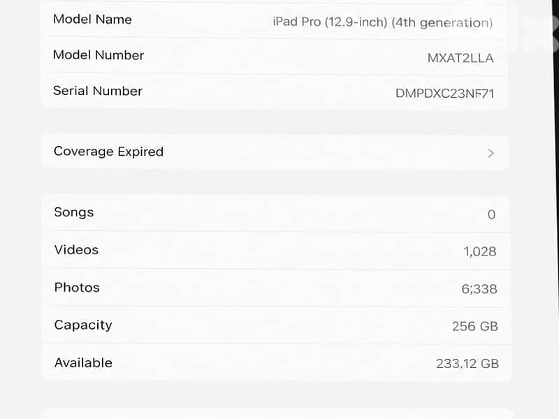 iPad Pro 12.9-inch 4th Generation 256GB 2