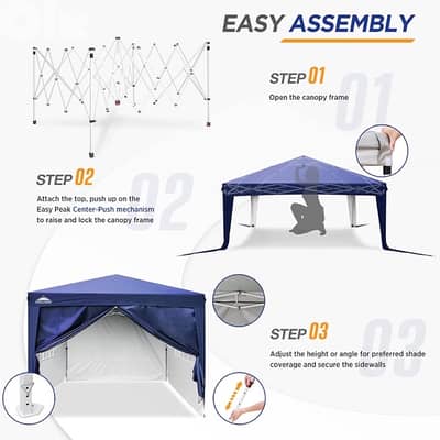 EAGLE PEAK 3m X 3m Pop Up Gazebo Tent With 4 Side Walls