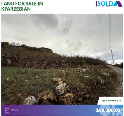 587m2 land+prime location+mountain view 4sale in Kfarzebian - كفردبيان