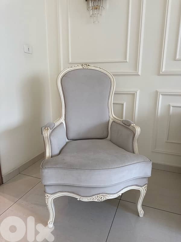 Chic Beige Sofa Set with Armchairs & Marble Table 1