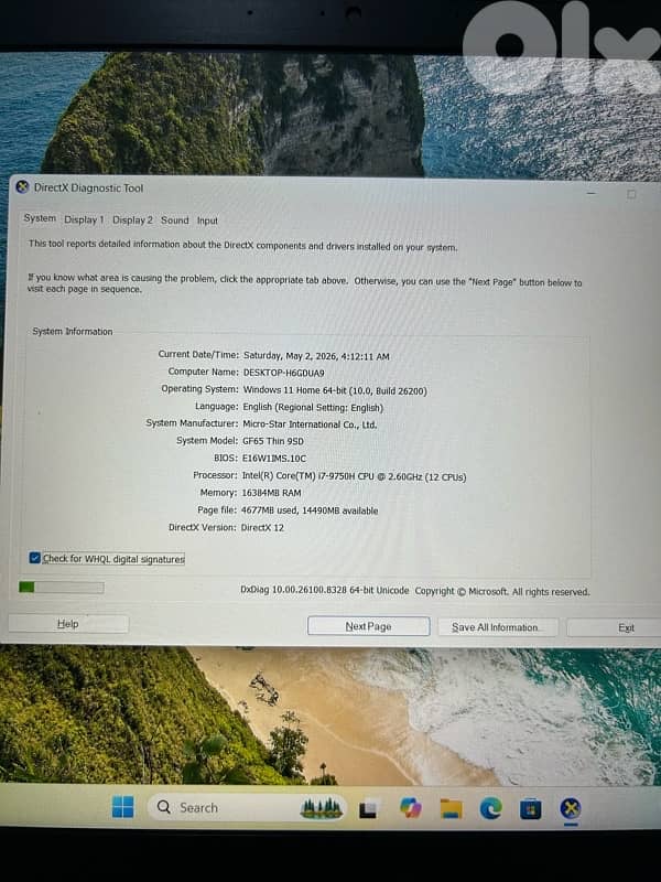 MSI GF65 Thin Gaming Laptop – $500 Negotiable 7