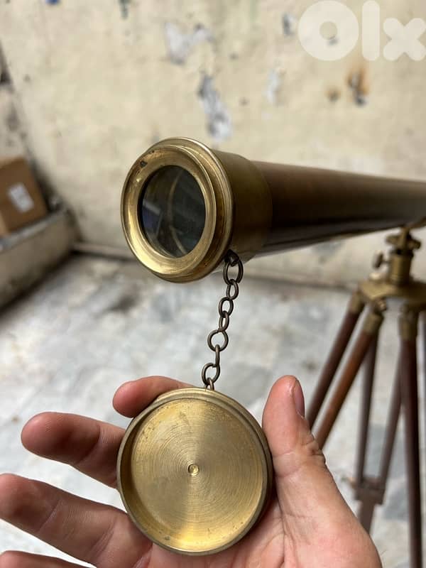 Nautical Antique Telescope with Adjustable Wooden Tripod Stand 2