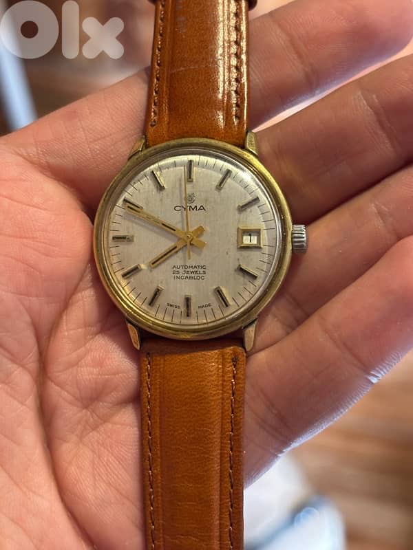 Vintage Cyma Automatic Watch-25 Jewels-EPSA Compressor Case-Swiss Made 1
