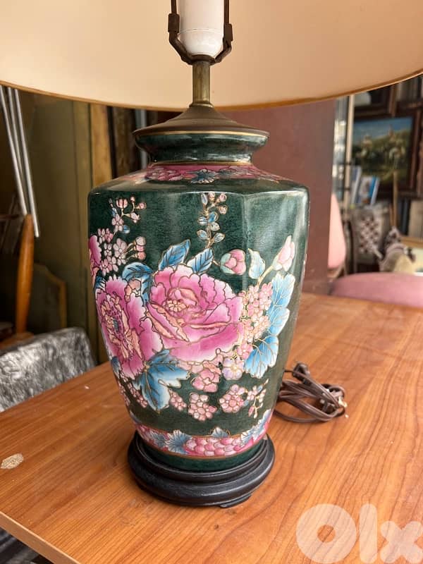 Vintage chinese chinoiserie porcelaine table lamp 150$ 2