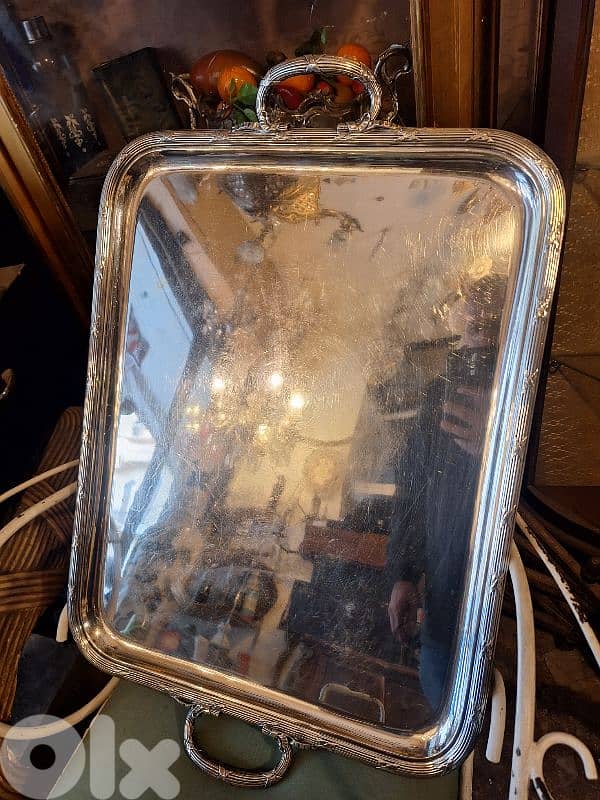 tray of silver christofle France ribbon croiser original 1