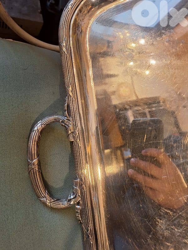 tray of silver christofle France ribbon croiser original 4
