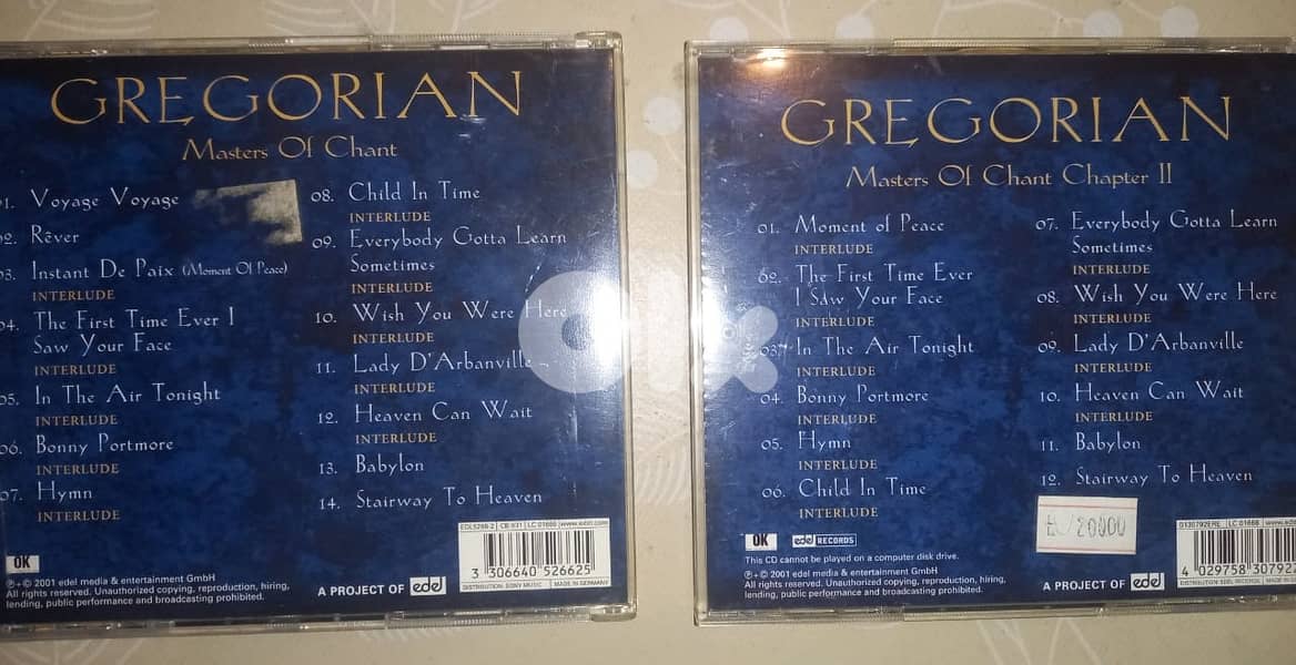 Gregorian CD albums 10$ each 1