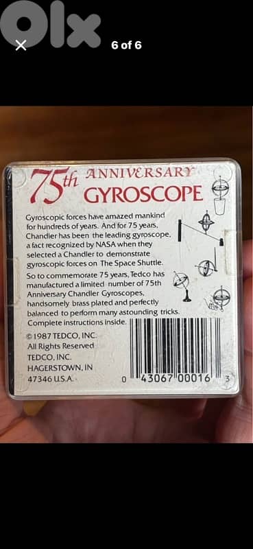 Rare Vintage 1987 Tedco 75th Anniversary Chandler Gyroscope - NOS 5