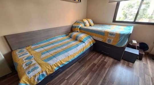 L shape twin bed