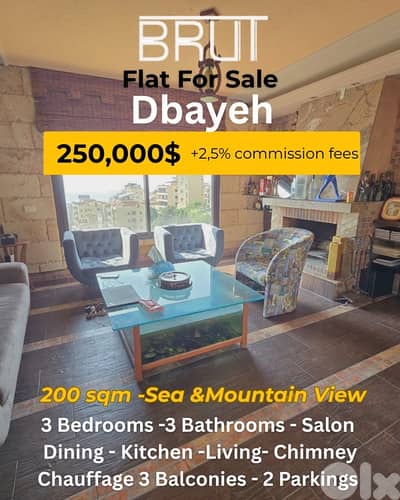 200 sqm Open Sea view apartment for sale in Dbayeh