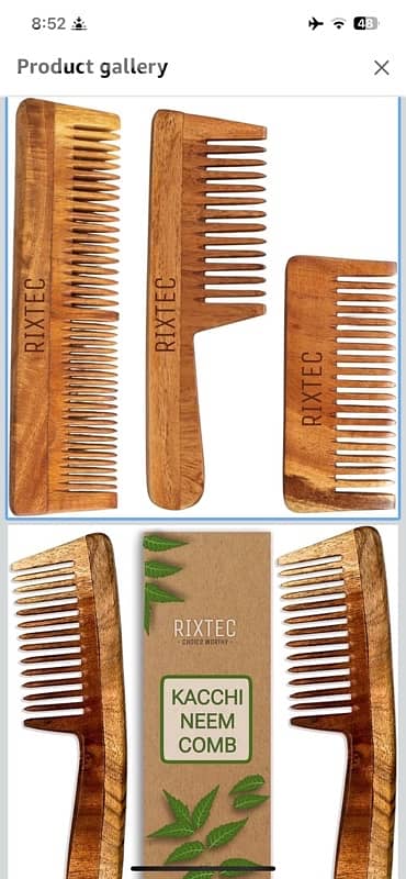 neem wood hair comb 1
