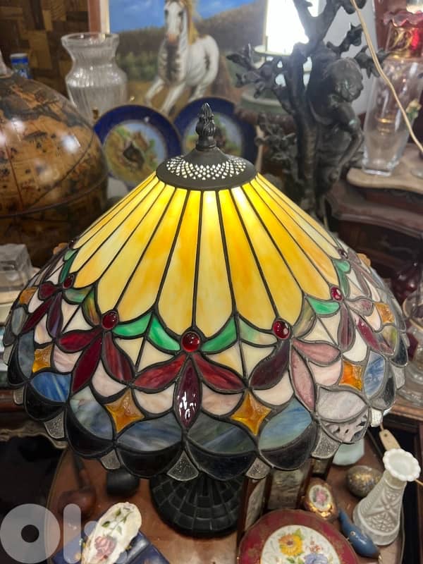 Vintage 2 Antique table lamp tiffany & bronze made in USA. 2
