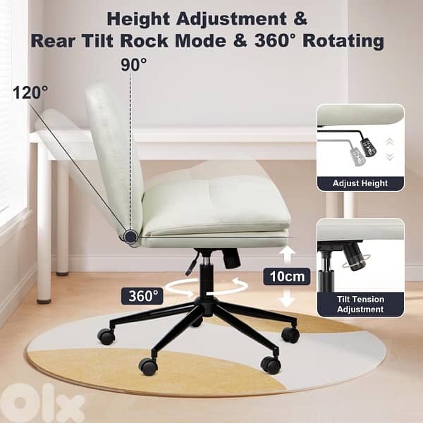 Armless Office Chair with Wheels 3