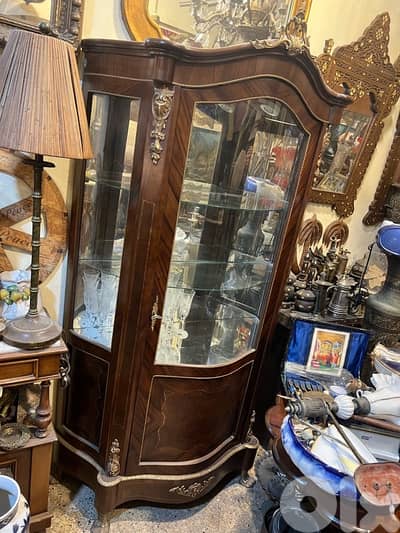 frensh vitrtine crystaliére salon فاترين فرنسية خشب جوز تنزيل برونز