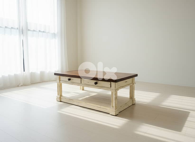 Salon Set: Floral 3-Seater & 2-Seater Sofas with Wood Coffee Table 1