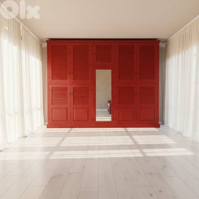 Red Shutter Wardrobes for Sale – Large & Medium (Set of 2)!