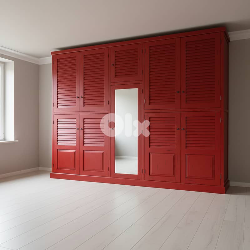 Red Shutter Wardrobes for Sale – Large & Medium (Set of 2)! 1
