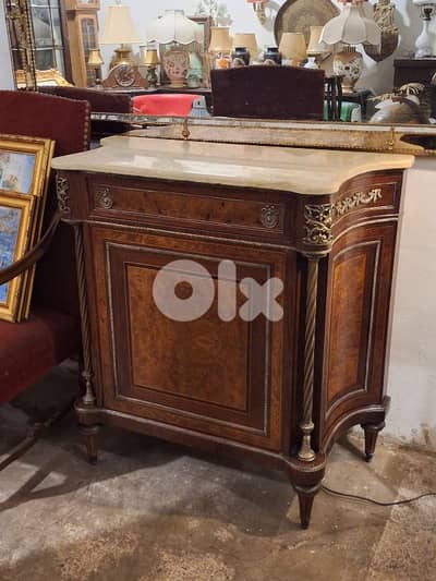 antique marble top bahu sideboard