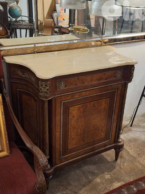 antique marble top bahu sideboard 1