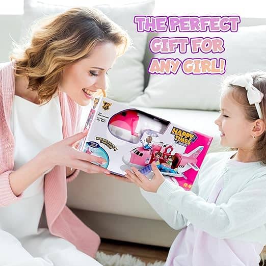 ArtCreativity Pink Storage Airplane Playset for Girls 5