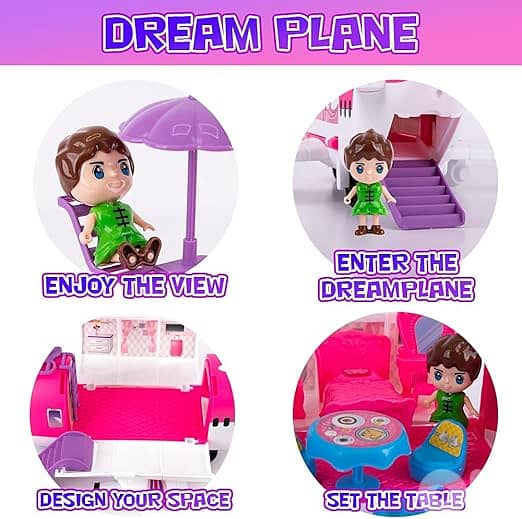 ArtCreativity Pink Storage Airplane Playset for Girls 3