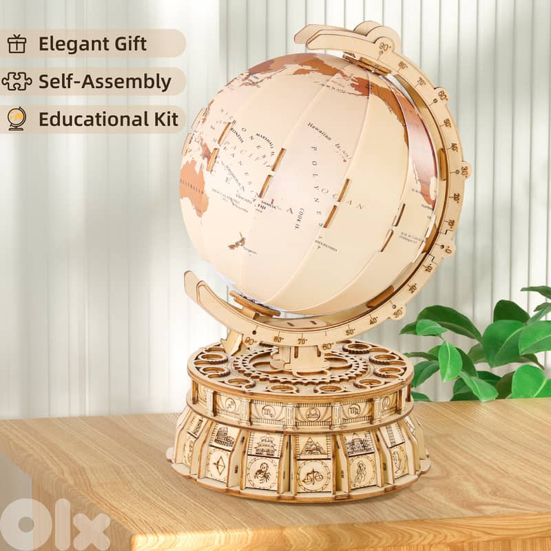 3D Wooden Puzzles for Adults, LED Illuminated Globe with Stand, 3D Woo 5