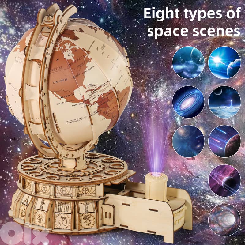 3D Wooden Puzzles for Adults, LED Illuminated Globe with Stand, 3D Woo 7