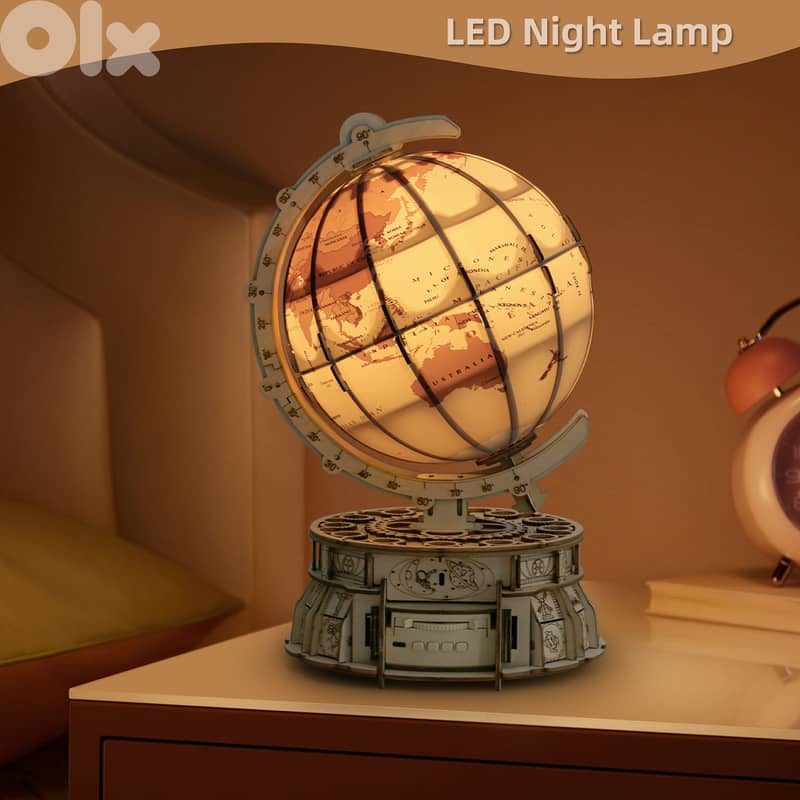 3D Wooden Puzzles for Adults, LED Illuminated Globe with Stand, 3D Woo 10