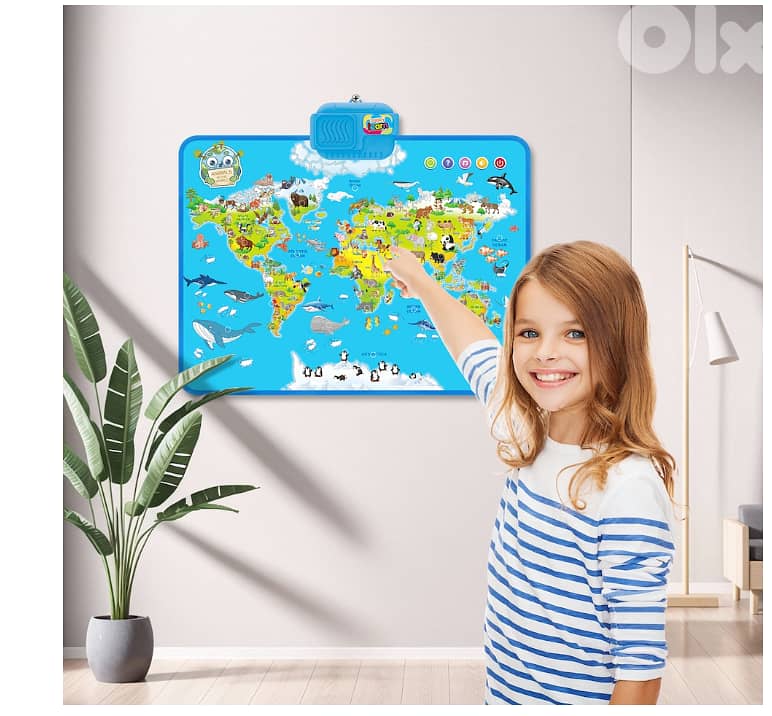 World Map Electronic Poster Talking Animals Continents 5