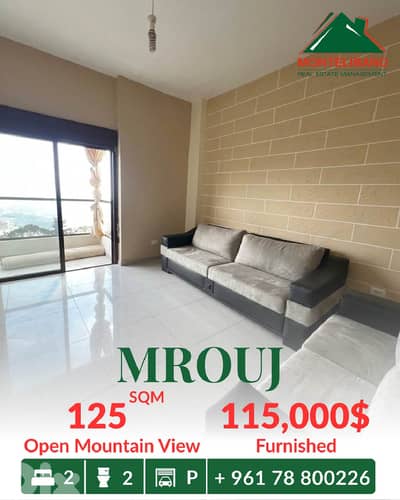 125 sqm Apartment For Sale in Mrouj مروج with Open Mountain View