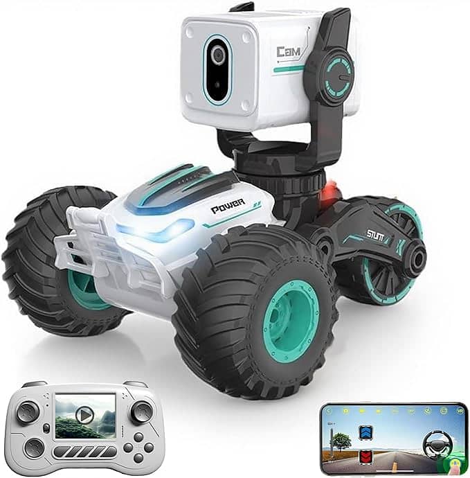 RC Car with Camera, RC Stunt Car with 720P HD FPV Camera, 2-Way Talk, 9