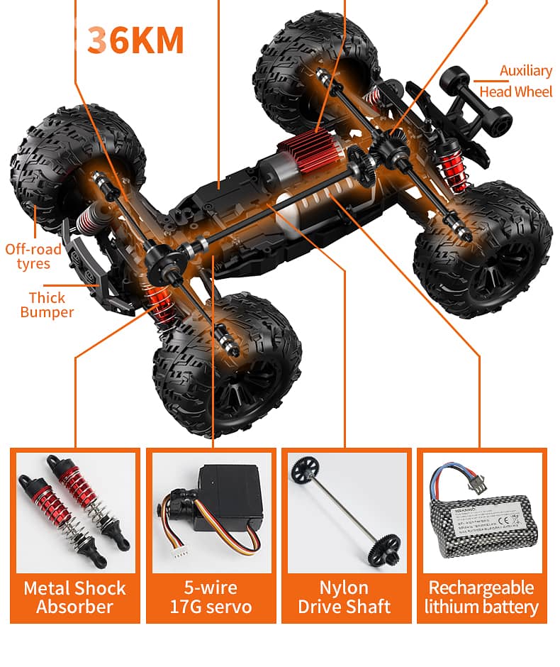 High Speed RC Cars 40KPH for Adults, 1:16 Scale Remote Control Car, 4W 15