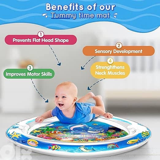 aby Water Mat, Yardhobi Tummy Time Water Mat Inflatable Baby Play Mat 1