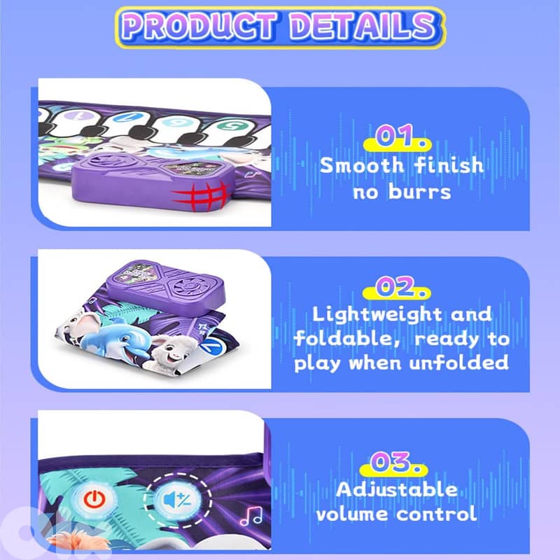 Musical Mat, Cute Baby Play Piano Mat, Toddler Music Instruments, Elec 6