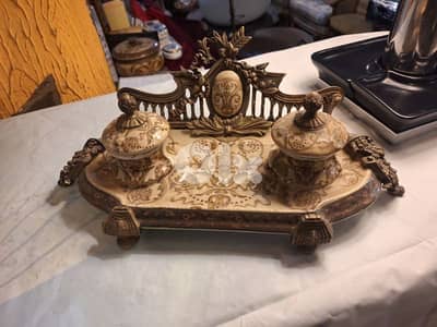 very rare of inkwell bronze with porcelain sévres hand made