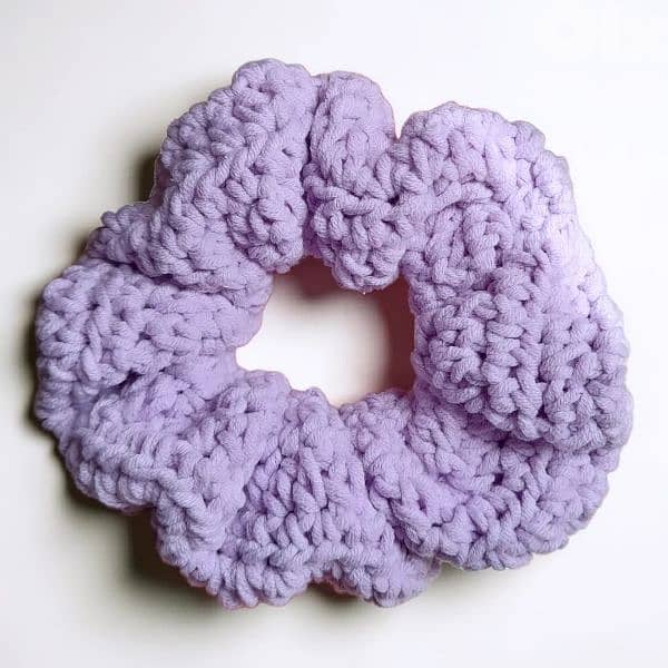Handmade colorful crochet chunky hairtie scrunchies soft cotton 4