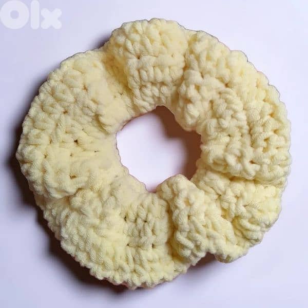 Handmade colorful crochet chunky hairtie scrunchies soft cotton 5
