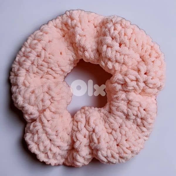 Handmade colorful crochet chunky hairtie scrunchies soft cotton 6