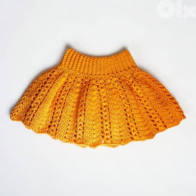 Handmade crochet yellow baby skirt (21 inch waist) soft cotton